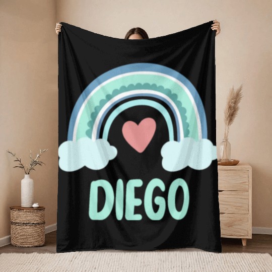 Diego Name Rainbow Baby Throw Blankets
