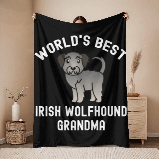 World's Best Irish Wolfhound Grandma Throw Blankets