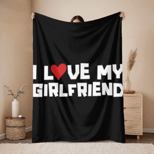 I Love My Girlfriend Heart Romantic Gift Throw Blankets