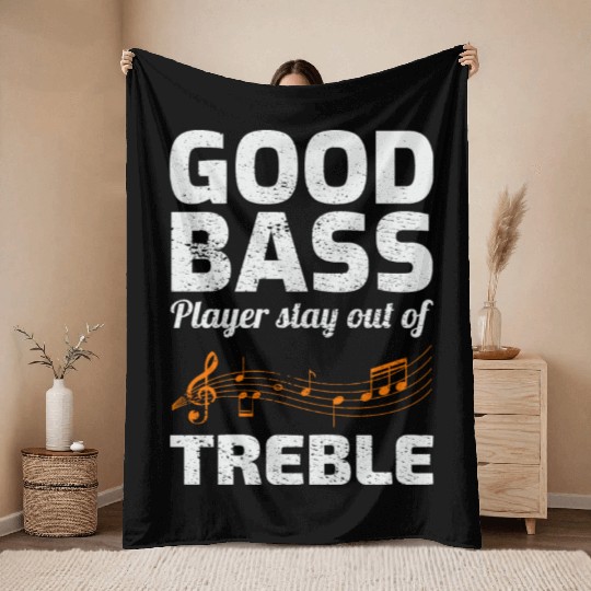 Bass Guitar Player Music Musician Bassist Funny Throw Blankets