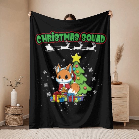 Christmas Squad X-Mas Animals Family Matching Xmas Throw Blankets
