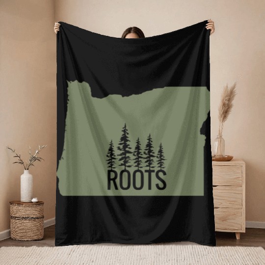 Oregon State Roots Green Throw Blankets