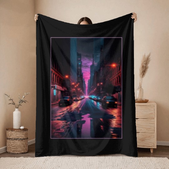 New York Vaporwave Aesthetic Retro Style Love NY Throw Blankets