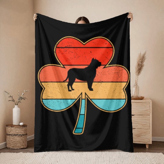 Pitbull Dog Shamrock St Patricks Day Throw Blankets