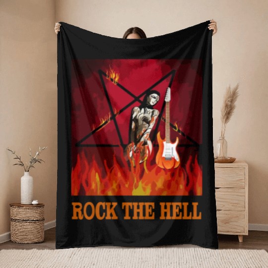 ROCK THE HELL Throw Blankets