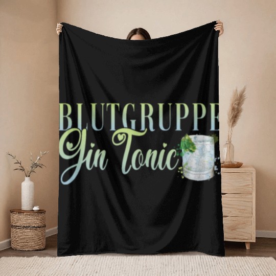 Blutgruppe Gin Tonic Cocktail Bartender Throw Blankets