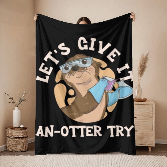 Science Teacher Give It An Otter Try Throw Blankets