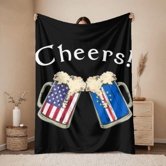 Cabo Verdean American Grown Cheers Beer Drink Throw Blankets