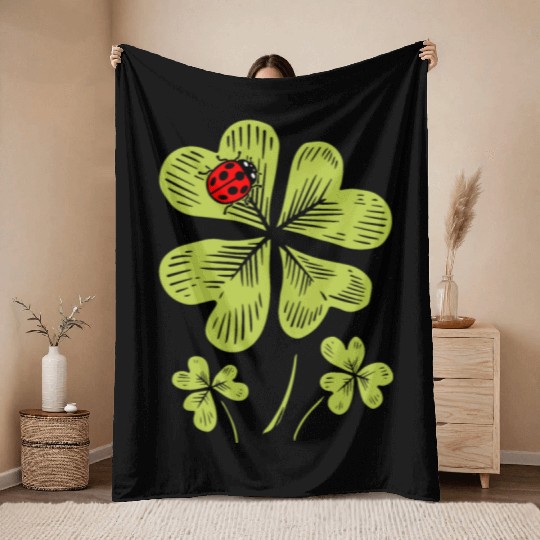 Ladybug St. Patricks Day Bug Catcher Entomologist Throw Blankets