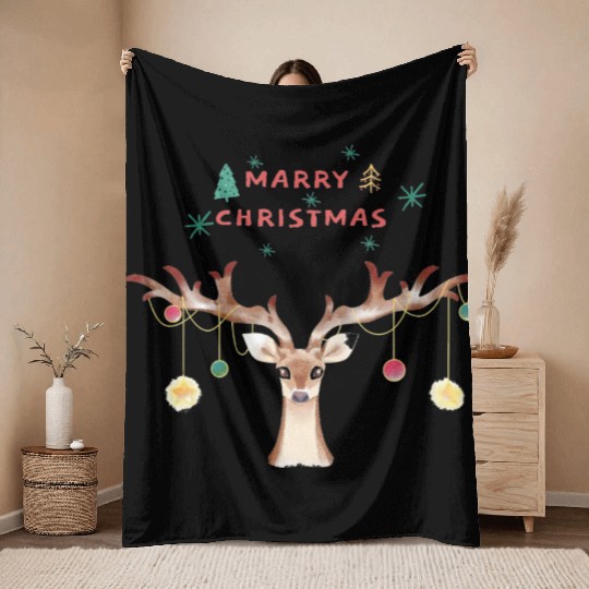 Christmas Throw Blankets, Throw Blankets for Deer Lovers, Christma