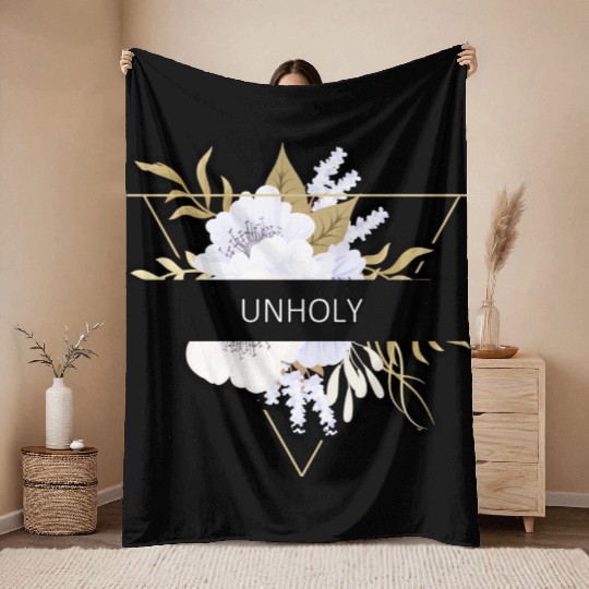 Unholy Flower Floral Minimalist Typography Throw Blankets