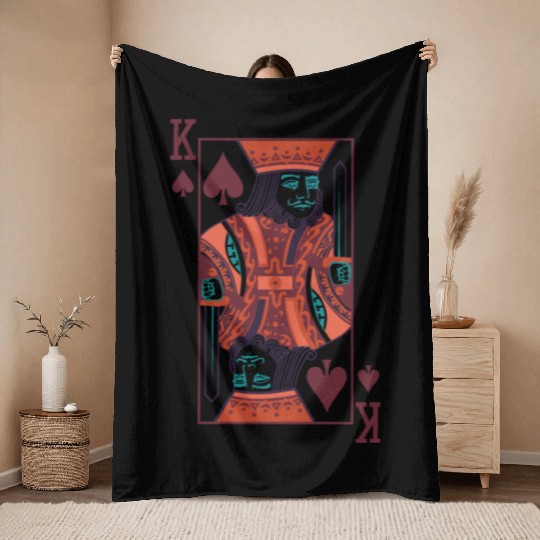Matching Couple King And Queen Funny Heart Cards Throw Blankets