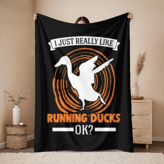 I Just Really Like Running Ducks, Ok Duck Throw Blankets