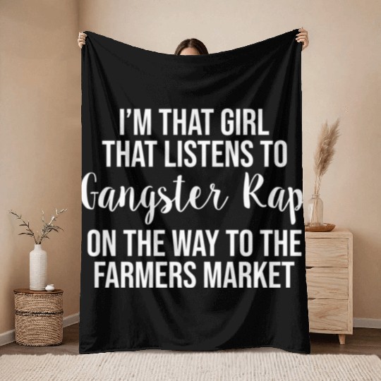 Cute Gangster Rap Farmers Market Throw Blankets