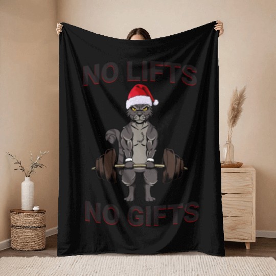 Funny No Lifts No Gifts Christmas Workout Throw Blankets