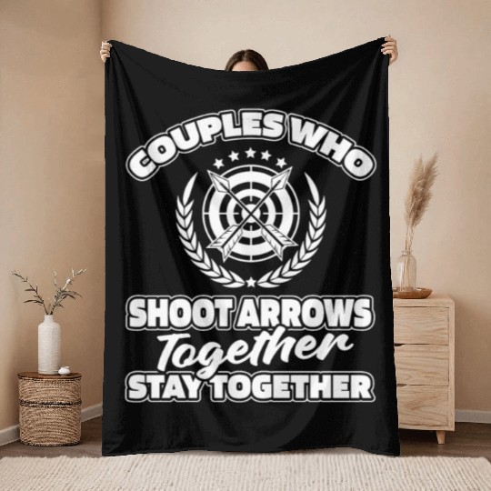 Archery Couple Throw Blankets