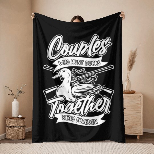 Duck Hunting Couples Throw Blankets