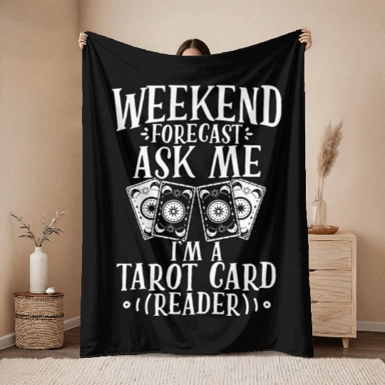 Weekend Forecast Funny Tarot Card Cartomancy A Throw Blankets