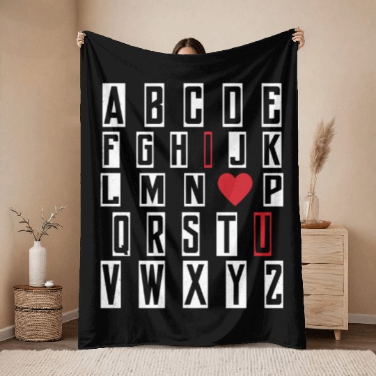 ABC Alphabet I Love You English Teacher Valentine Throw Blankets