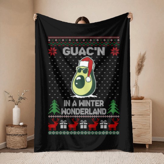 Guac'n In A Winter Wonderland Funny Christmas Throw Blankets