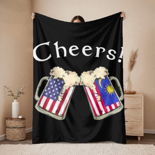 Malaysian American Grown Country Cheers Beer Drink Throw Blankets