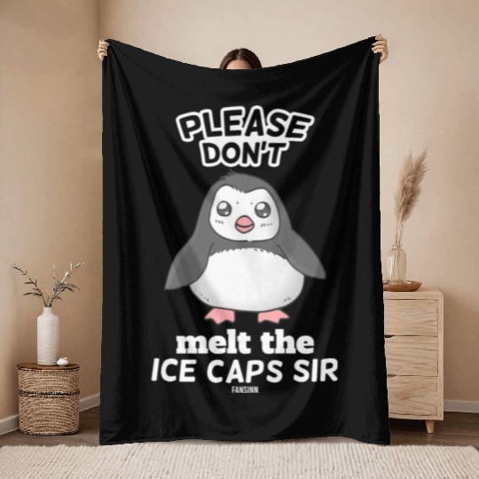 Penguin on the south pole nature conservation Throw Blankets