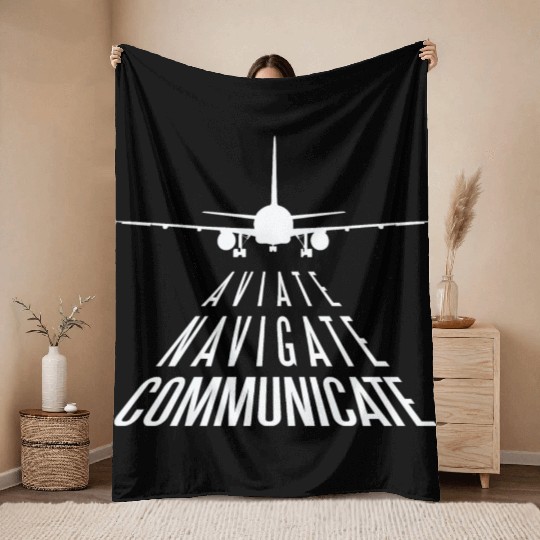 Aviate navigate communicate Aviate navigate commun Throw Blankets