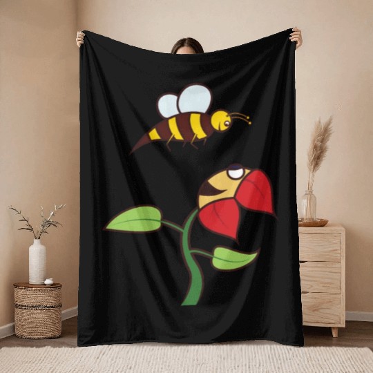 bee flower amazon Throw Blankets