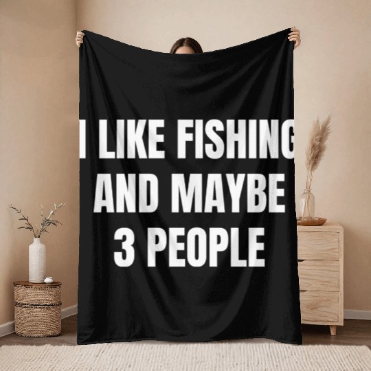 i like fishing Throw Blankets
