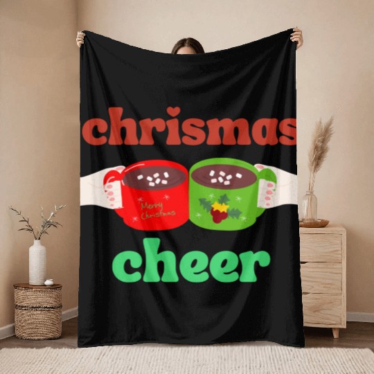 Christmas Coffee Cup Cheer lovely moment Throw Blankets