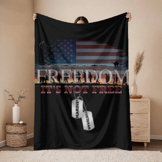 Marine Veteran Freedom Isn't Free Throw Blankets