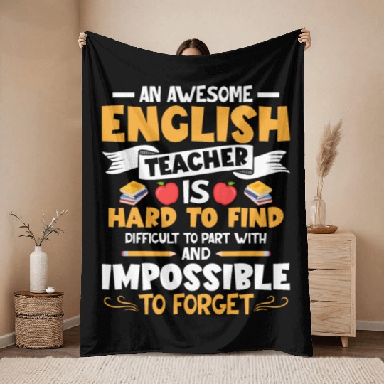 An Awesome English Teacher School Grammar Throw Blankets