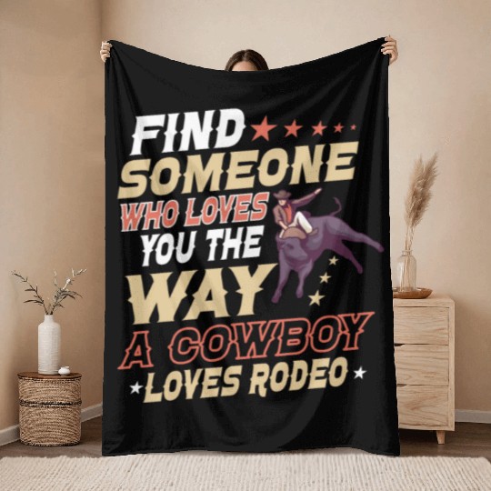 Rodeo Bull Riding Livestock Show Farmer Cattle Throw Blankets