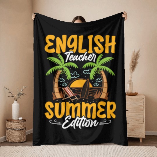 English Teacher Summer Edition Language Grammar Throw Blankets