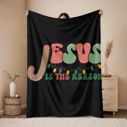 Jesus is The Reason for the Season Candy Christian Throw Blankets