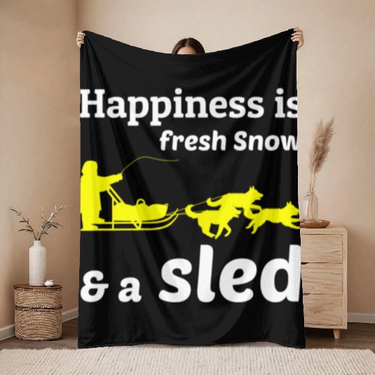 Husky Sledding Sled Dog Racing Alaskan Racers Throw Blankets