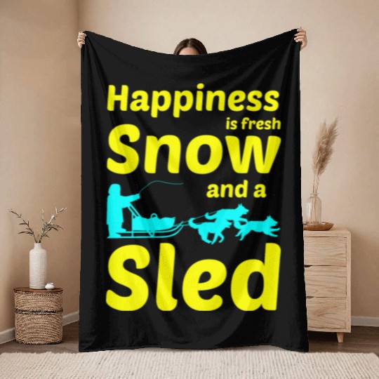 Husky Sledding Sled Dog Racing Alaskan Racers Throw Blankets
