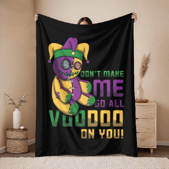 Witchcraft Doll Festival Parade Beads Mardi Gras Throw Blankets