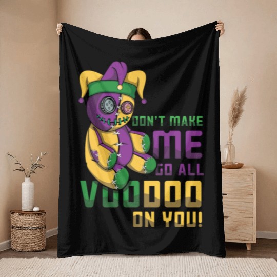 Witchcraft Doll Festival Parade Beads Mardi Gras Throw Blankets