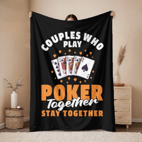 Poker Couple Throw Blankets