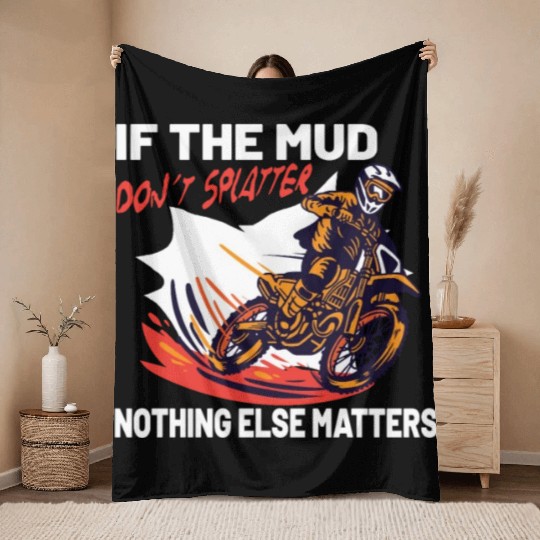 Dirt Bike Dirt Bike Riding Motocross Dirt Biking Throw Blankets