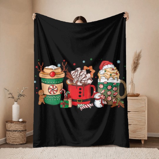 Christmas Hot Chocolate Cup Throw Blankets