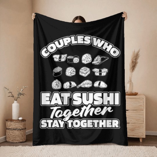 Sushi Couple Throw Blankets