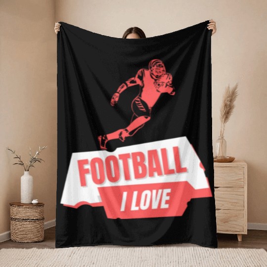 I Love Football Game Day Throw Blankets, Football Throw Blankets