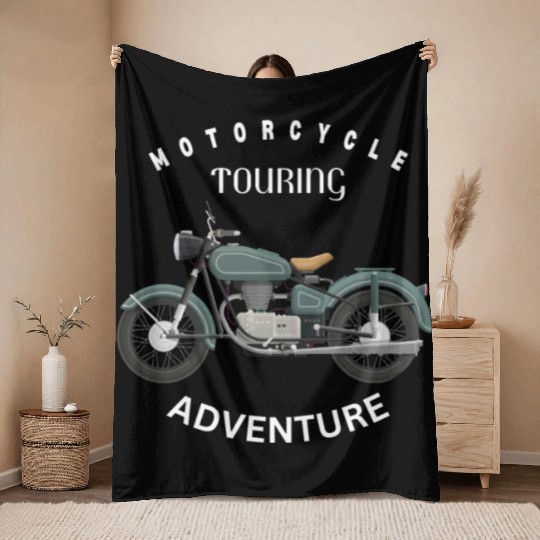 Vintage Motorcycle Touring Throw Blankets