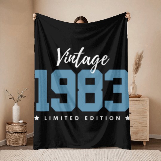 40 Years Vintage 1983 Retro 40th Birthday Throw Blankets