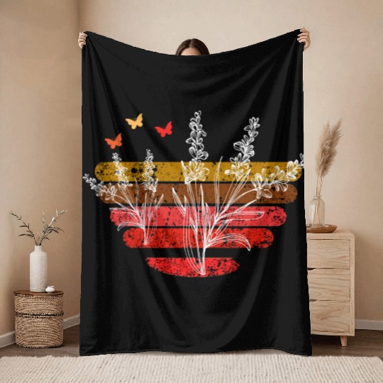Beautiful flowers and butterflies - cool design Throw Blankets