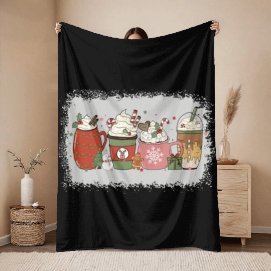 Christmas Hot Chocolate Peppermint Mocha Throw Blankets