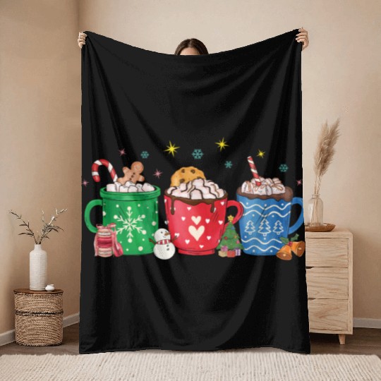 Christmas Hot Chocolate Cup Throw Blankets