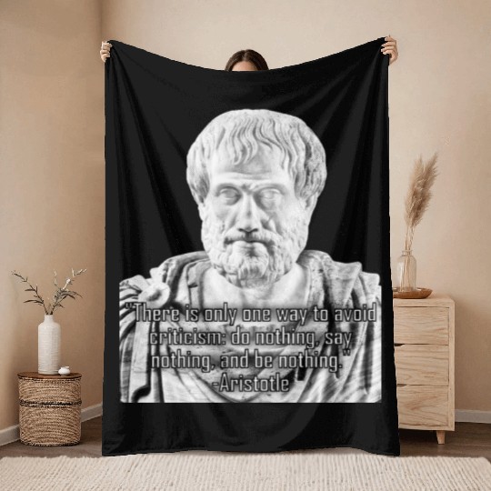 Greek Aristotle's philosophic criticism quote Throw Blankets